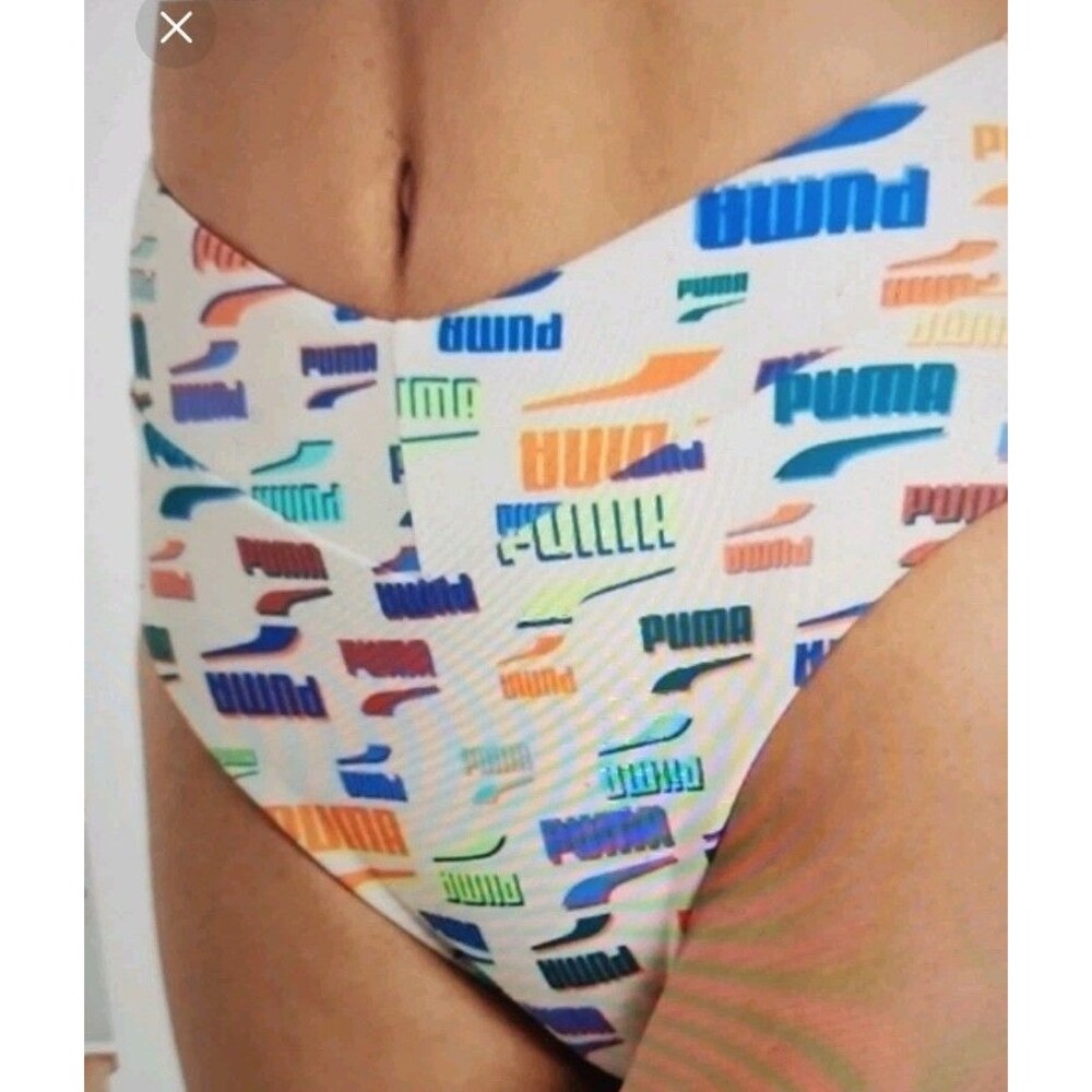 Bikini Bottoms Puma Beige With Multicolor Writing New Size Medium